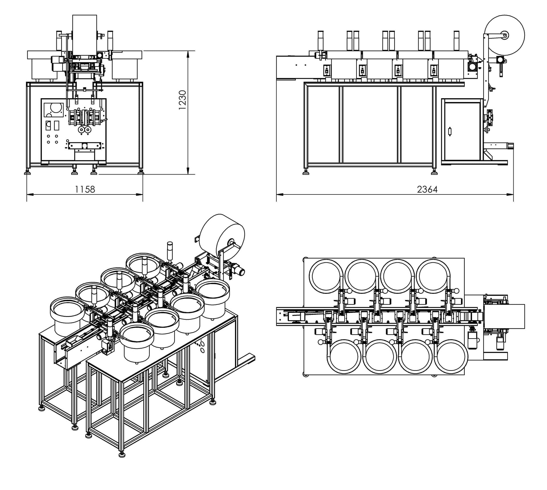 Overall dimensions of packaging equipment